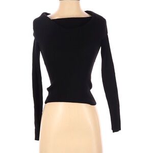 A.L.C. Black Off-Shoulder Ribbed Knit Top